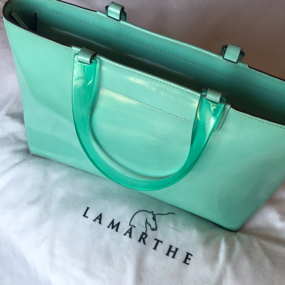 Genuine Lamarthe leather handbag mint green